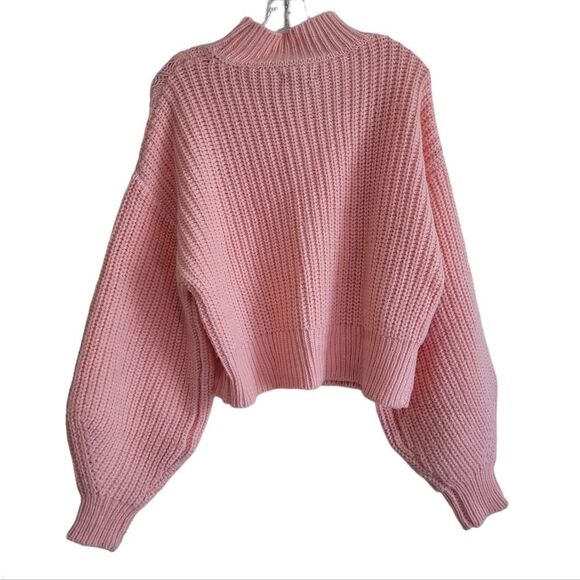 KAARI Blue  Women's Orange Cable Knit Mock Neck Sweater Sz Medium - Picture 4 of 9